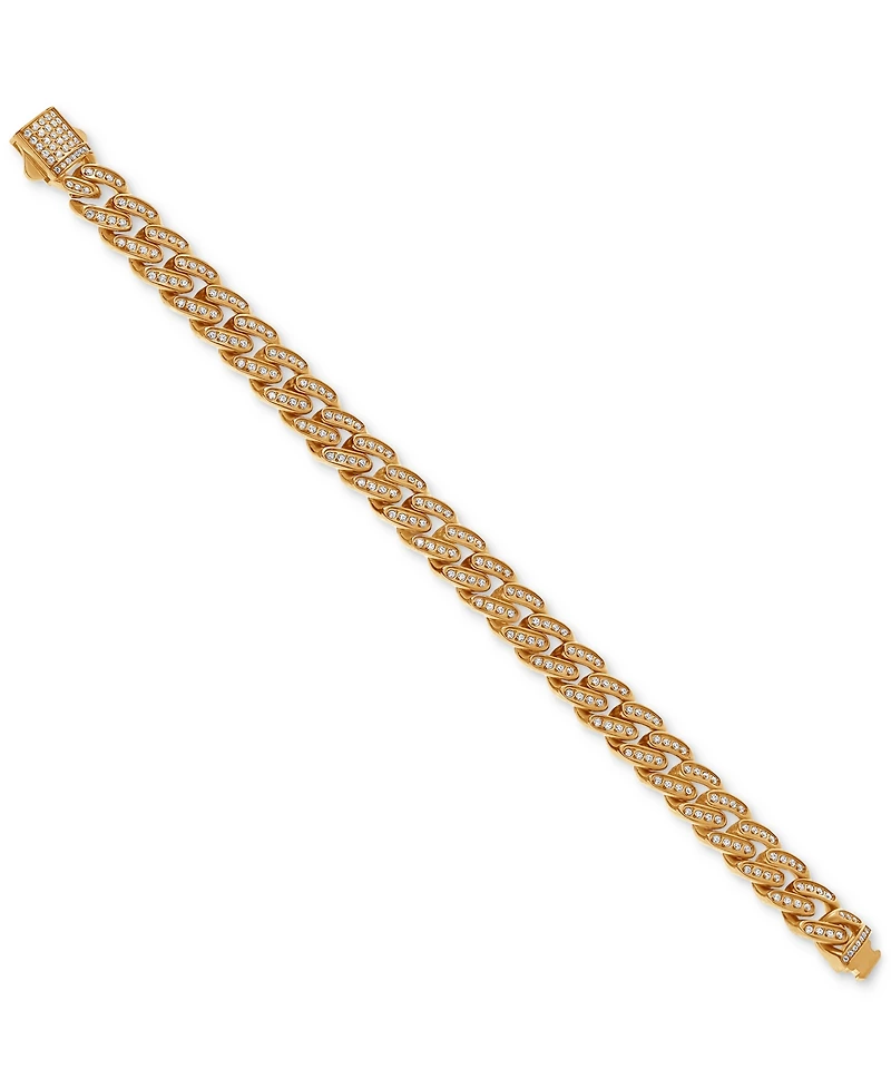 Blackjack Men's Miami Cuban Link Cubic Zirconia Bracelet Gold-Tone Ion-Plated Stainless Steel