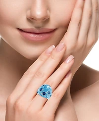 Effy Blue Topaz (18 ct. t.w.) & London (3 Cluster Ring Sterling Silver (Also Amethyst Citrine)