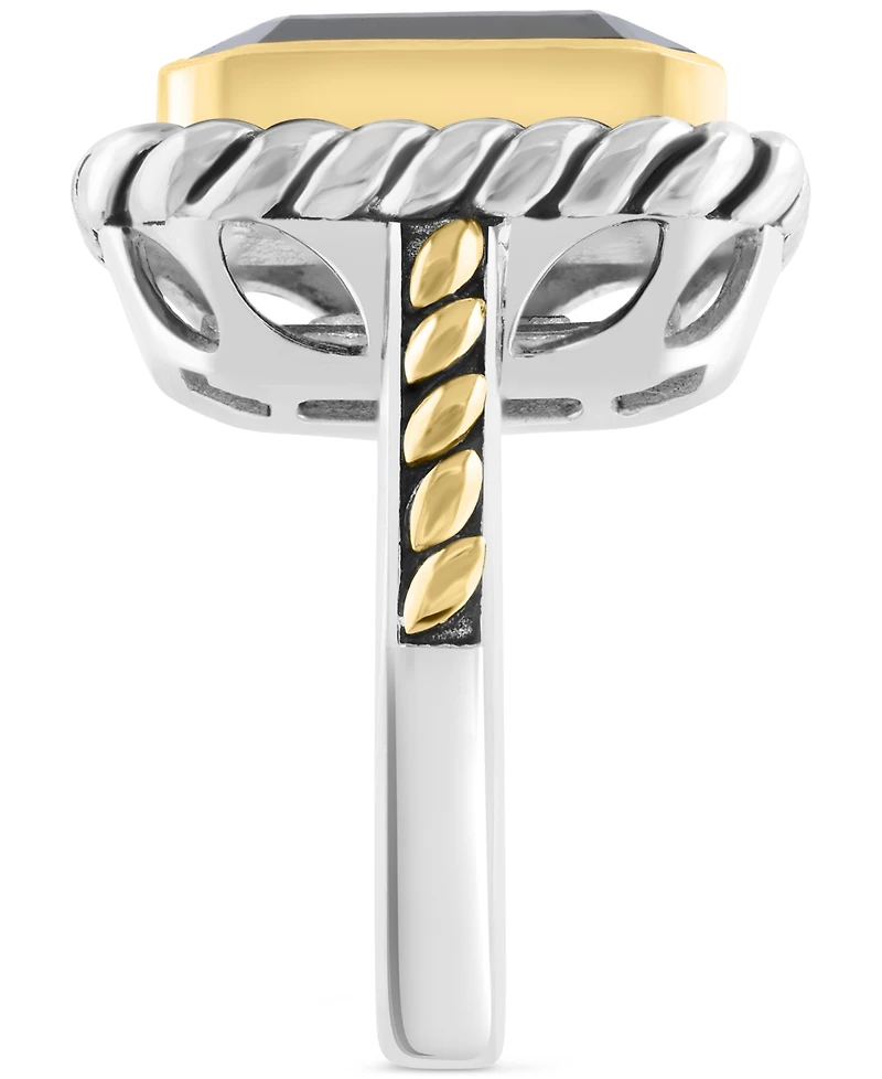 Effy Onyx Rope-Framed Statement Ring in Sterling Silver & 14k Gold-Plate