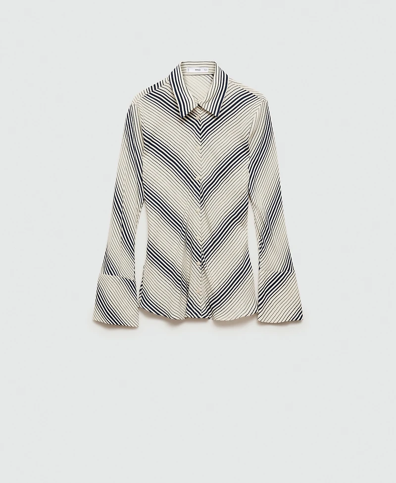 Mango Women's Flared Sleeves Striped Shirt