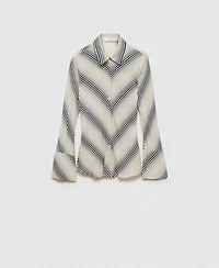Mango Women's Flared Sleeves Striped Shirt