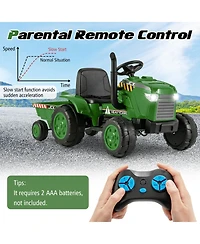 Hongge 12V Kids Ride-On Tractor with Trailer and Remote Control