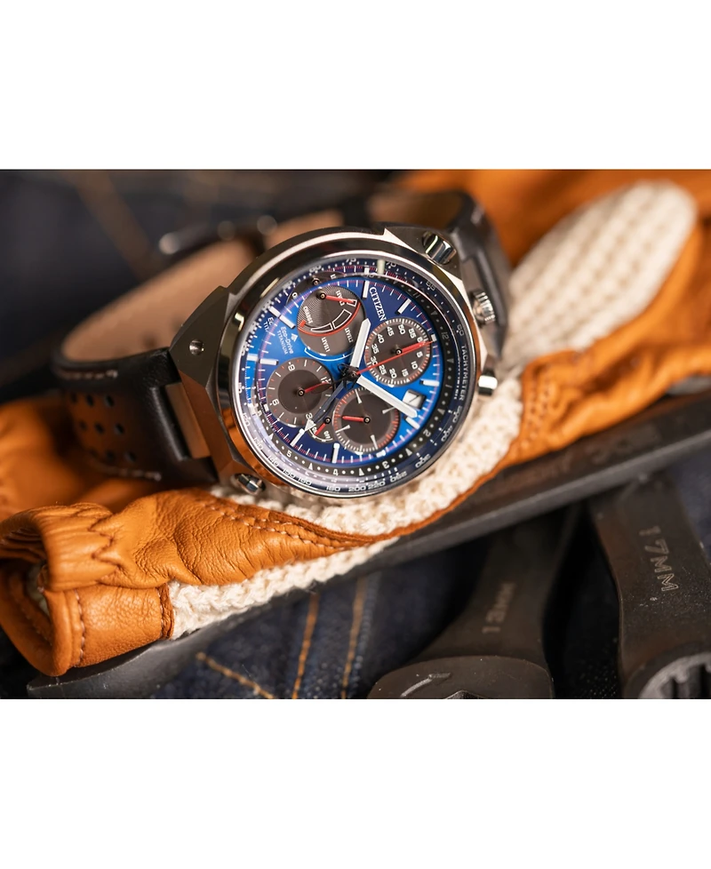 Citizen Eco-Drive Men's Chronograph Promaster Limited Edition Tsuno Racer Black Leather Strap Watch 43mm