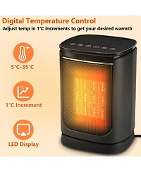 Sugift 1500W Electric Oscillation Table Space Heater ,Thermostat Portable Heater with 1-12h Timer and Remote for Office Home