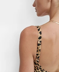 Dkny Women's O-Ring-Trim Crossover Ruched Tankini Top