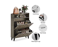 gaomon Shoe Cabinet Storage for Entryway, Hidde Large Capacity Freestanding Shoe Organizer with 2 Flip Drawers, Adjustable Shelf, Narrow Farmhouse Sho