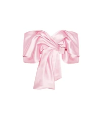 Milla Women's Pink Organza Off-Shoulder Blouse With Mergue Flounces