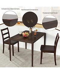 Sugift Set of 2 Wood Dining Chairs with Solid Rubber Wood Legs-Brown