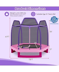 Sugift 7 Feet Kids Recreational Bounce Jumper Trampoline-Pink