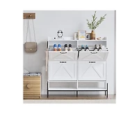gaomon Shoe Cabinet with 4 Flip Drawers,Freestanding Shoe Storage Cabinet Organizer for Entryway,Shoe Rack Cabinet,Dry and Wet Separation Shoe Organiz