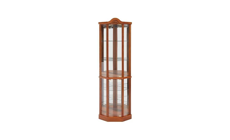 Elegant Glass Display Cabinet – Lighted Corner Curio for Living Room, Dining Room, or Entryway