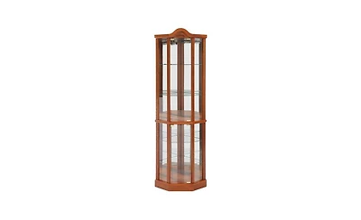Elegant Glass Display Cabinet – Lighted Corner Curio for Living Room, Dining Room, or Entryway