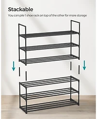 Songmics Home 10 Tier Shoe Shelf with Metal Frame & Non-Woven Fabric Shelves, Black