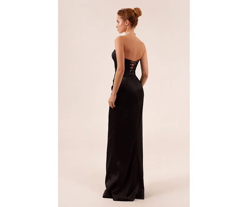 Milla Womens Strapless Eveng Gown With Thigh Slit