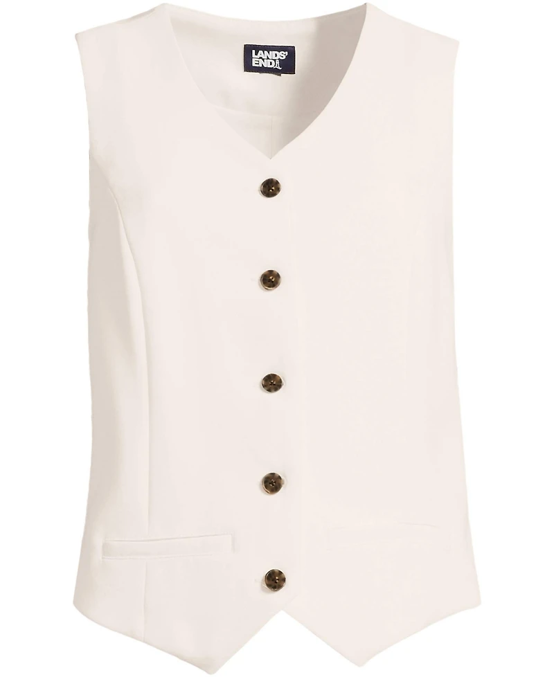 Lands' End Women's Crepe Button Front Vest
