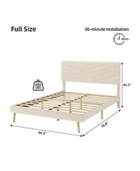gaomon Full/Queen/King Upholstered Bed Frame, Velvet Frame Queen With Adjustable Headboard, Platform And Noise-Free, No