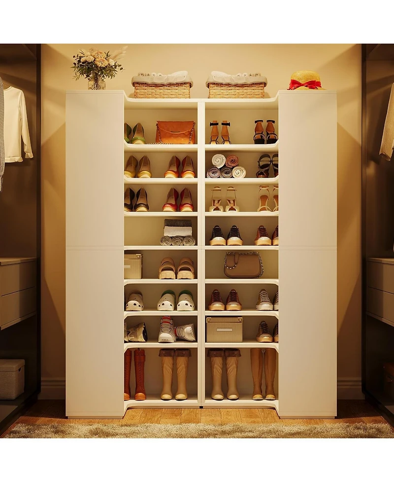 Tribesigns Shoe Cabinet, 9-Tier Shoe Organizer, Heavy Duty Wooden Shoe Storage Cabinet for 40-45 Pairs of Shoes, Freestanding Corner Shoe Rack
