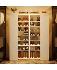 Tribesigns Shoe Cabinet, 9-Tier Shoe Organizer, Heavy Duty Wooden Shoe Storage Cabinet for 40-45 Pairs of Shoes, Freestanding Corner Shoe Rack
