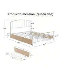 gaomon Bed Frame With 4 Drawers,Platform Bed Frame With Storage,Full Size Platform Bed With Headboard Frame,Metal Bed Frame Steel Slat Support/No Box