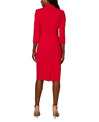 Adrianna Papell Women's V-Neck Tie-Waist 3/4-Sleeve Sheath Dress