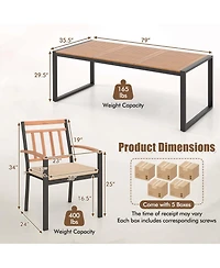 9 Pieces Patio Dining Set with Soft Cushions and 1.9" Umbrella Hole for Garden