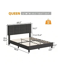 gaomon Platform Bed Frame, Linen Upholstered Bed Frame, Wooden Slats Support, No Box Spring Needed, Noise-Free