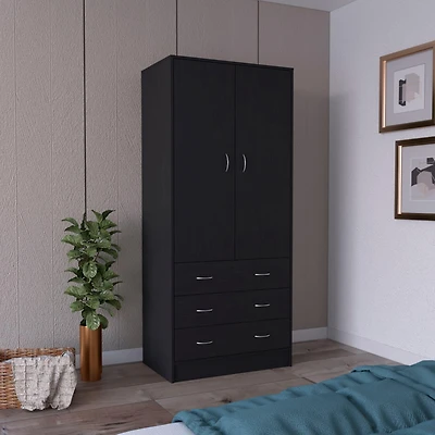 Melfa 71" H Armoire, with 2 doors, 3 drawers and 1 hanging rod, White