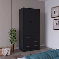 Melfa 71" H Armoire, with 2 doors, 3 drawers and 1 hanging rod, White