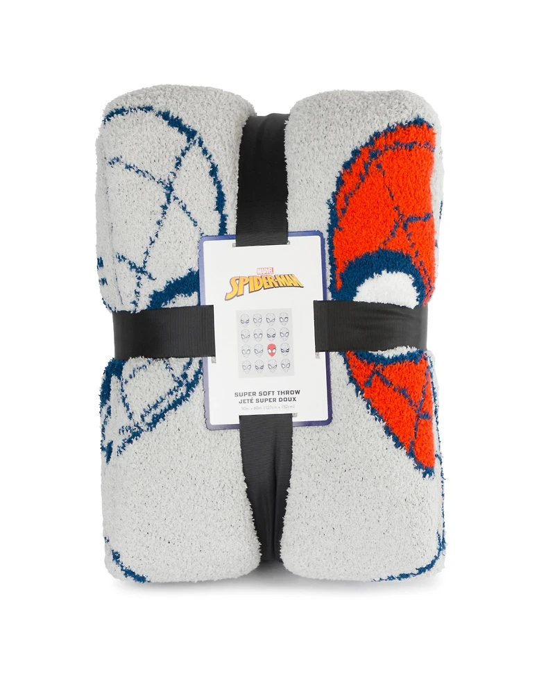 Saturday Park Spiderman Spidey Expressions 50x60 Feather Knit Throw Blanket