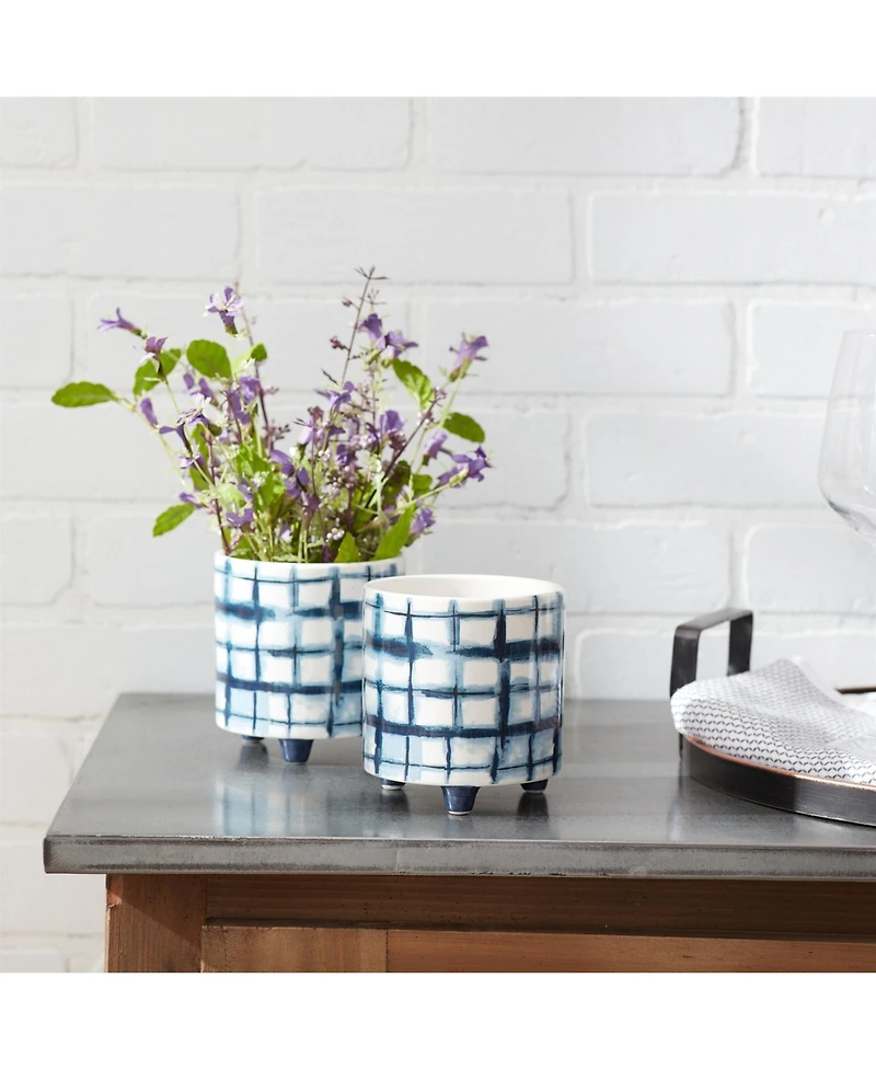 Slickblue Set of 2 Tie-Dye Design Footed Planters