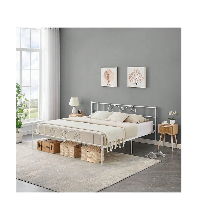 gaomon Metal Platform Bed Frame With Headboard And Footboard, Steel Slat Support Mattress Foundation