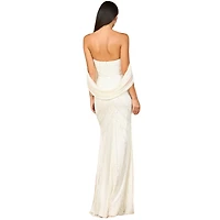 Lara Women's Beaded Gown with Cape Detail