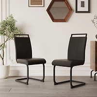 Streamdale Faux Leather Upholstered Dining Chairs with Metal Legs (Set of 2)