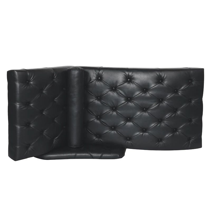 Streamdale Black Tufted Chaise Lounge with Pillow and Wood Legs
