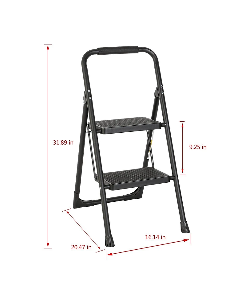 2 Step Ladder Portable Folding Ladder Stool for Adults with Wide Anti-Slip Pedal