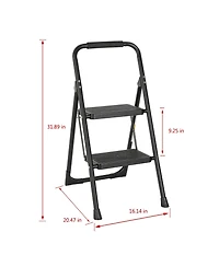 2 Step Ladder Portable Folding Ladder Stool for Adults with Wide Anti-Slip Pedal