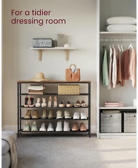 Songmics Home Industrial Style 5-Tier Shoe Rack, Organize 20-24 Pairs of Shoes, Brown & Black