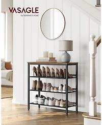 Songmics Home 4-Tier Shoe Rack for Entryway, store up to 12-15 pairs, Rustic Brown & Ink Black