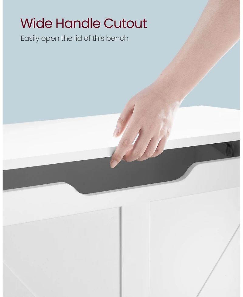 Songmics Home Farmhouse Style Storage Chest with 2 Safety Hinges, Ideal for Entryway, Bedroom, Living Room, Cloud White