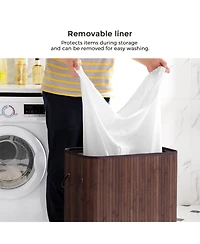 Songmics Home 26.5 Gallon Laundry Hamper with Lid and Handles, Dove Grey
