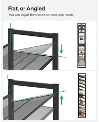 Songmics Home Tall Metal 12-Tier Shoe Storage Organizer, Black