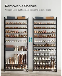Songmics Home Tall Metal 12-Tier Shoe Storage Organizer, Black