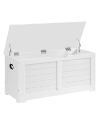 Songmics Home Farmhouse Style Storage Chest with 2 Safety Hinges, Ideal for Entryway, Bedroom, Living Room, Cloud White