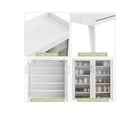 gaomon 5-Tier Entryway Shoe Storage Cabinet with Glass Doors, Shoe Cabinet with Adjustable Shelves, Shoe Storage Organizer for Hallway, Closet, Living