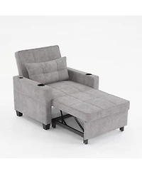 Slickblue 3-in-1 Convertible Futon Chair Bed with Usb Ports Wear-Resistant & Anti-Scratch Sleeper