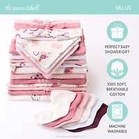 The Peanutshell Baby Girls Layette Gift Set Girls, Safari Rainbow, 23 Essential Pieces, Pink