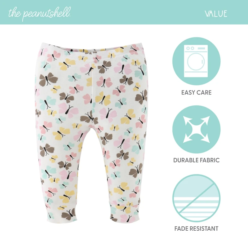 The Peanutshell Baby Girls Pants, 5-Pack, Butterfly Kisses