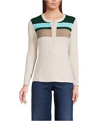 Lands' End Women's Long Sleeve Cozy Rib Henley Top