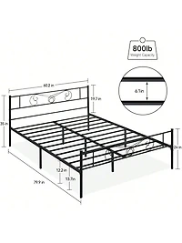 gaomon Metal Platform Bed Frame With Headboard And Footboard, Steel Slat Support Mattress Foundation