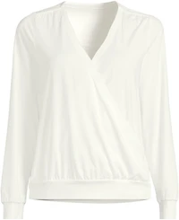 Lands' End Women's Long Sleeve Lightweight Jersey Surplice Blouse